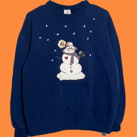 Vintage 90s sunflower snowman Sweatshirt - Picture 1 of 5